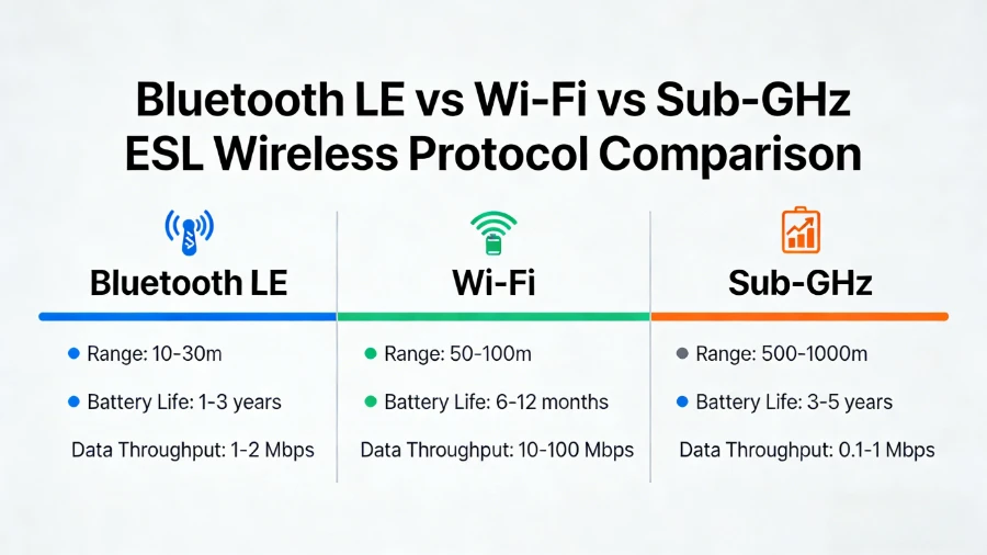 Bluetooth vs Wi-Fi vs Sub-GHz Eticheta ełetronega